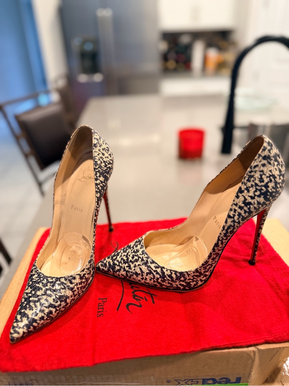Authentic Christian Louboutin So Kate Rocio Python Pumps.